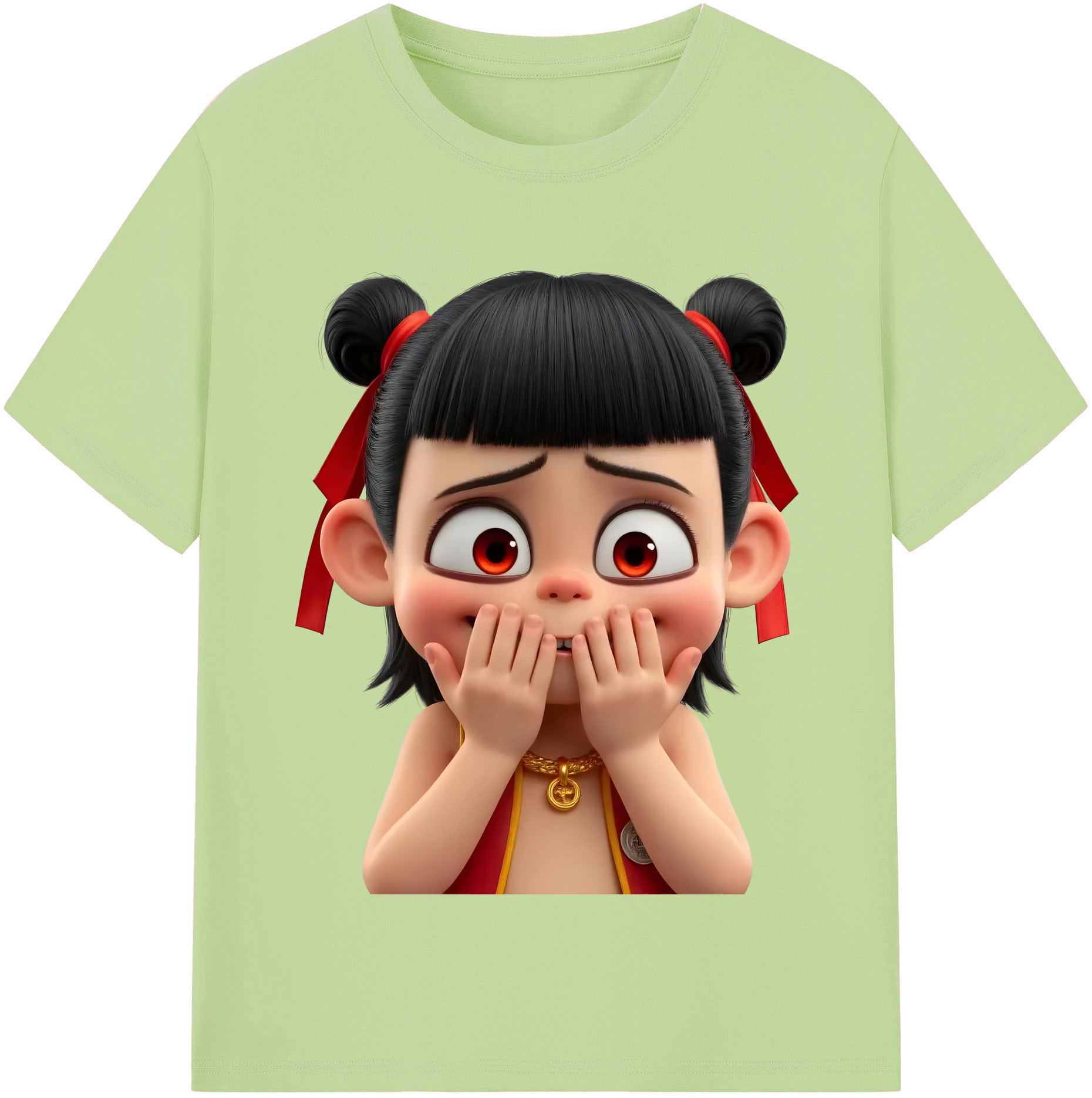 （画像用） Ne Zha 2 ナタ 魔童の大暴れ 綿100％半袖Tシャツ（フロントプリント）